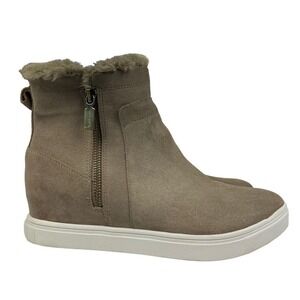 Blondo Glade Boots Womens 9 Waterproof Beige Suede High Top Side Zip Sneaker